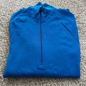 Ibex Men's Blue 1/4 Zip 100% Wool Pullover Size Medium